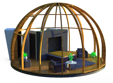 s4 s4Glamping łukowy Wood Dome nowoczesny domek glampingowy namiot tiny house home modern hause łukową drewniana MTS Poland